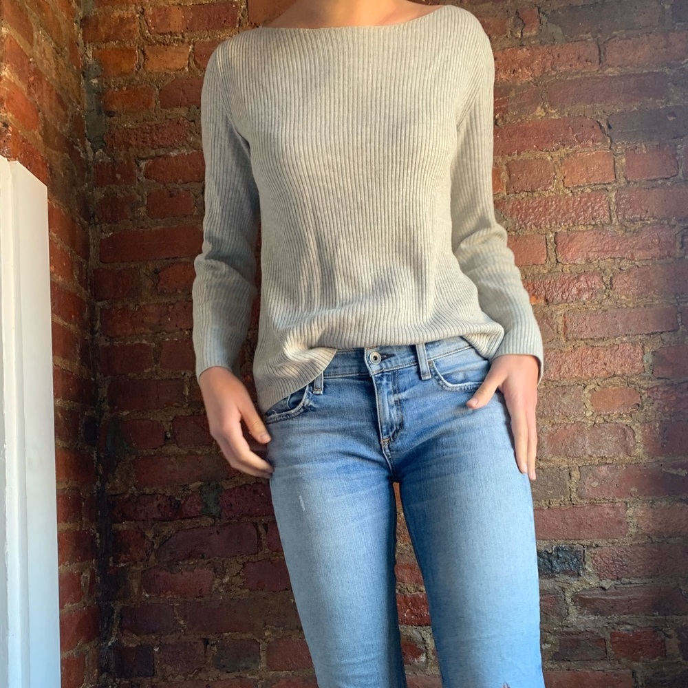 Grey Babaton (Aritzia) cross back sweater
